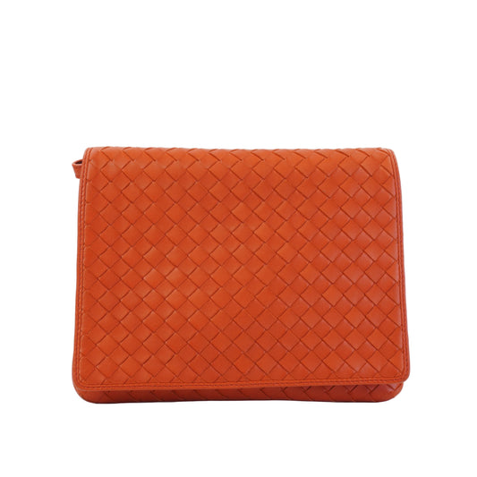 Bottega Veneta Intrecciato woven Nappa Crossbody Red Orange