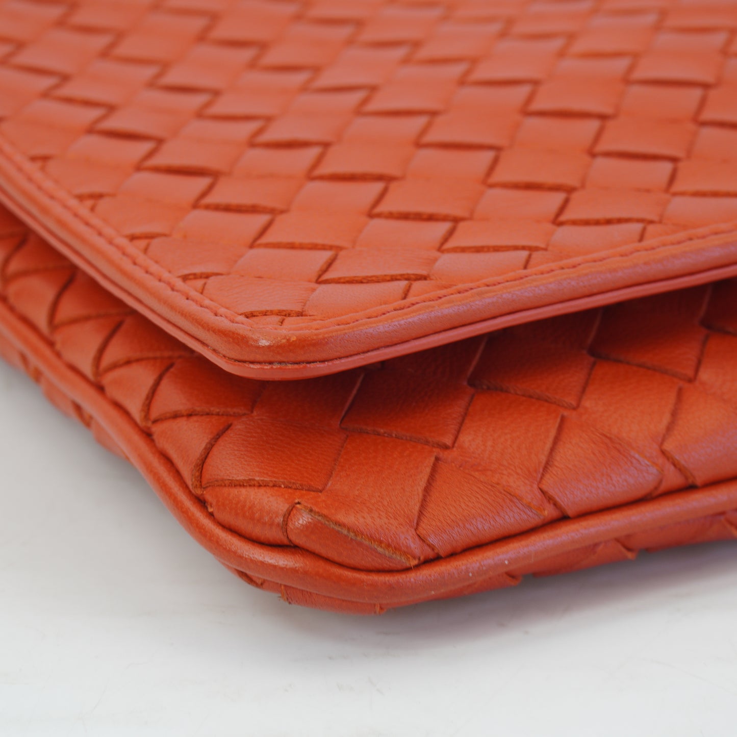 Bottega Veneta Intrecciato woven Nappa Crossbody Red Orange