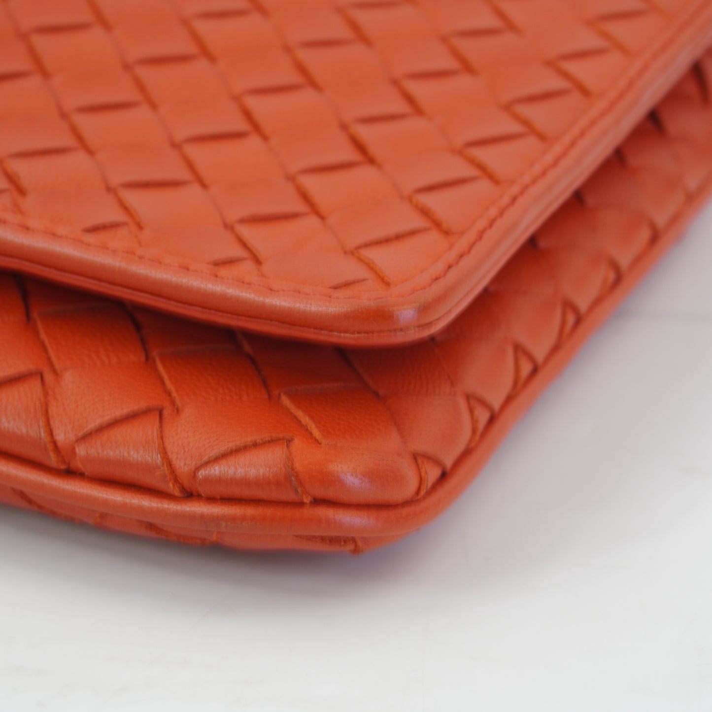 Bottega Veneta Intrecciato woven Nappa Crossbody Red Orange