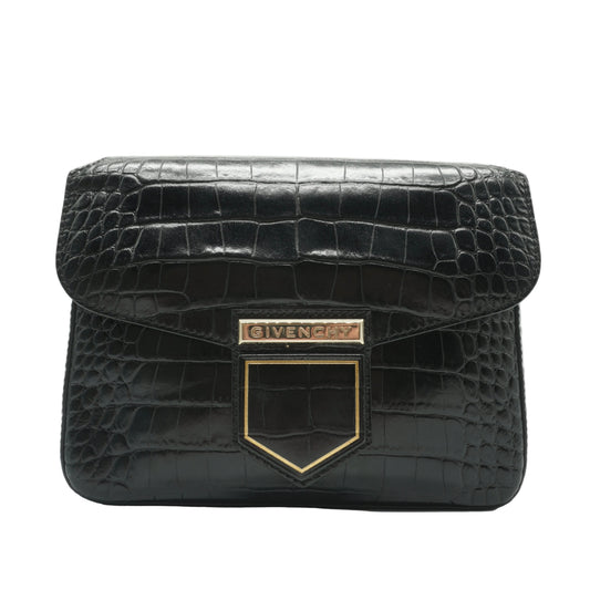 Givenchy	"Black Croc Embossed Leather Small Nobile Crossbody Black GHW"