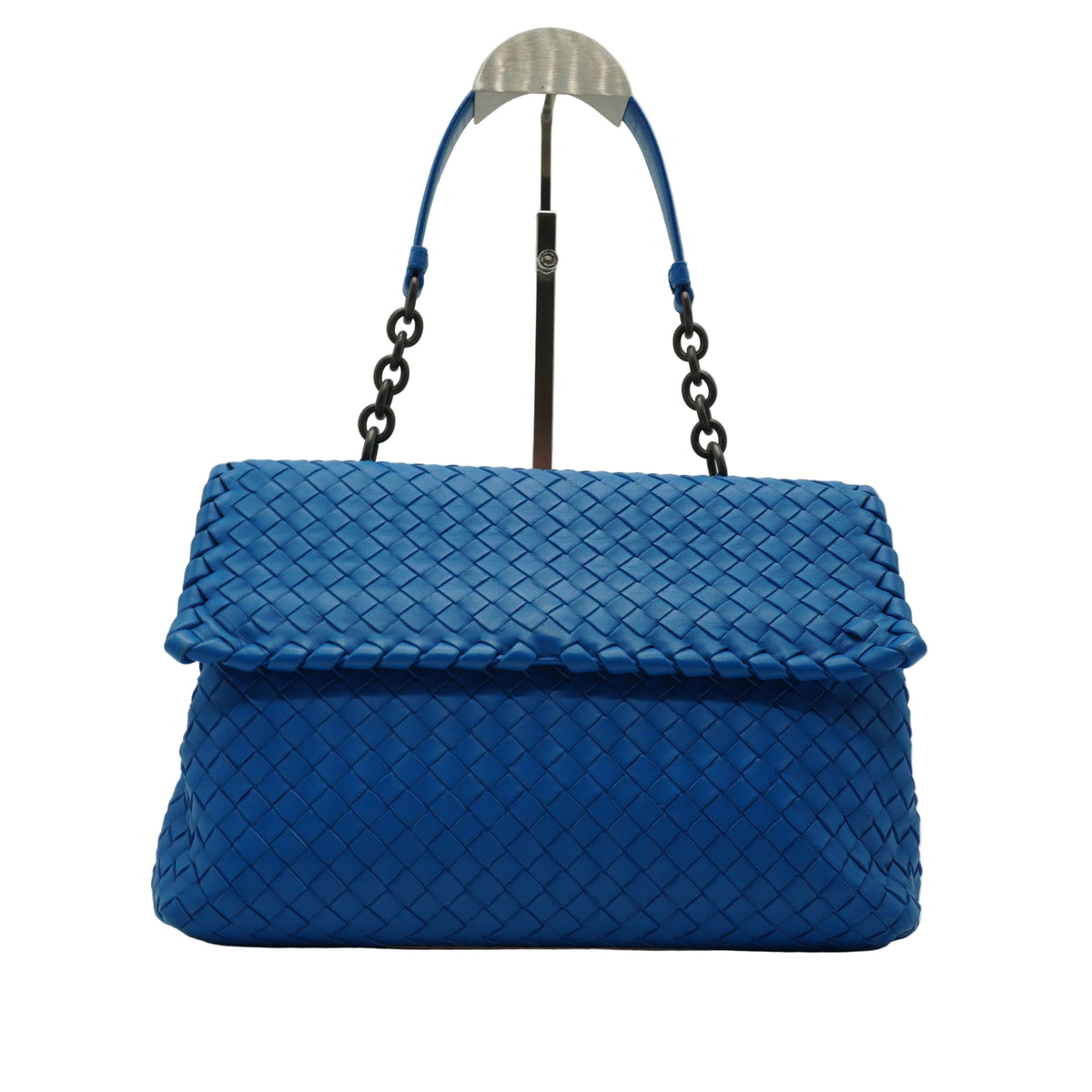 Bottega Veneta	Intrecciato Olimpia Shoulder Bag Blue Medium MHW