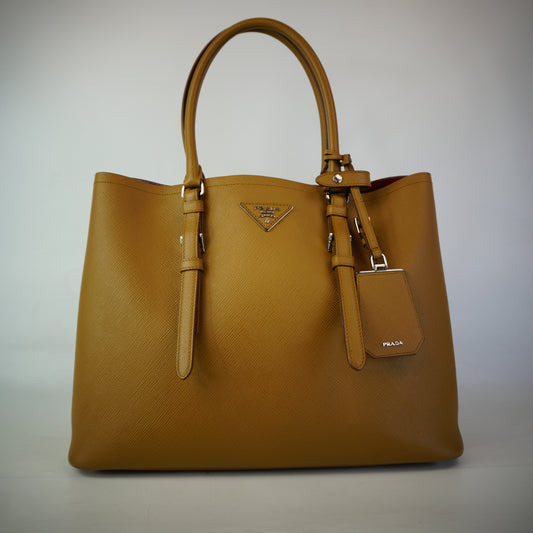 Prada Saffiano Cuir Double Bag SHW Large
