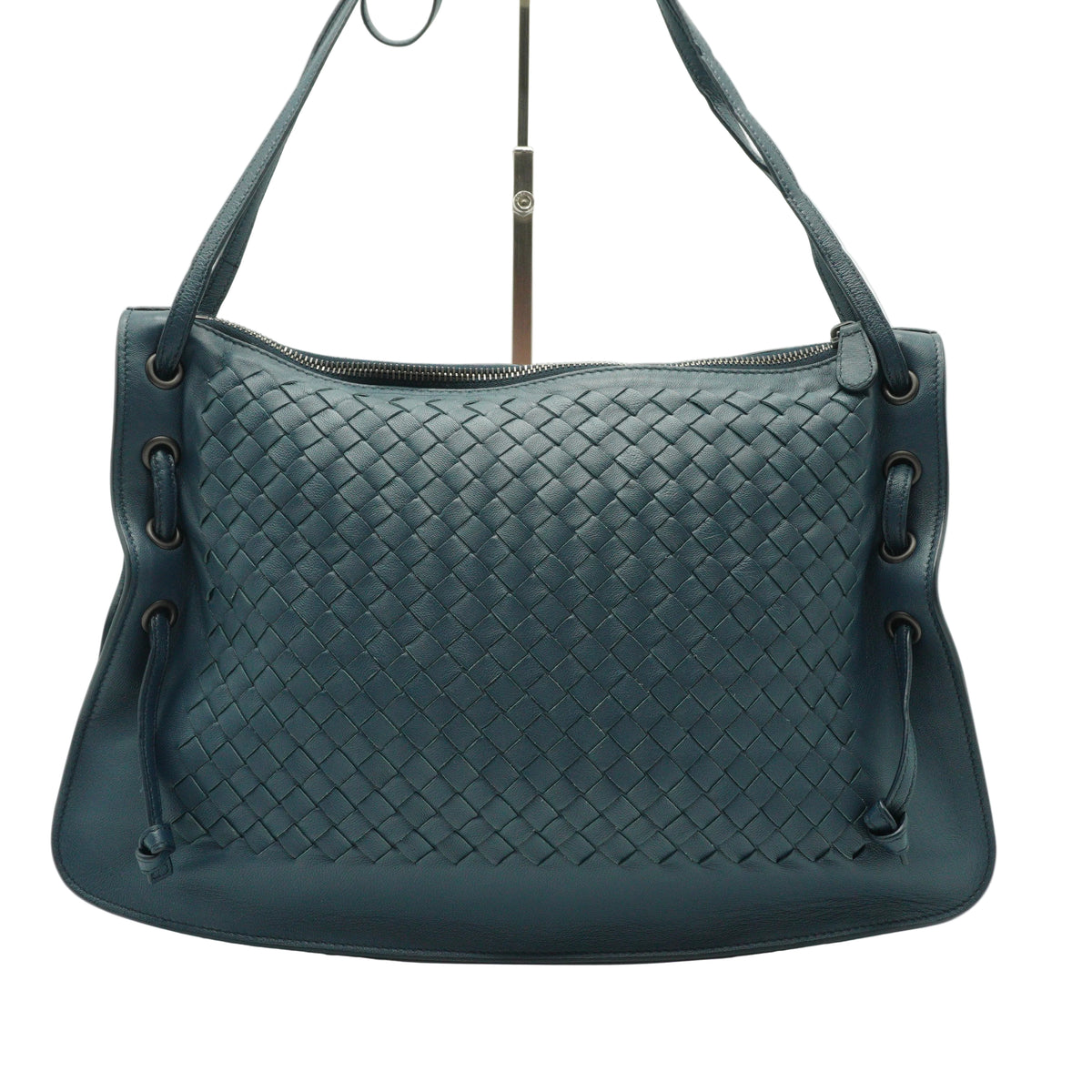 Bottega Veneta	Intrecciato Woven Leather Shoukder Bag Slate Blue MHW
