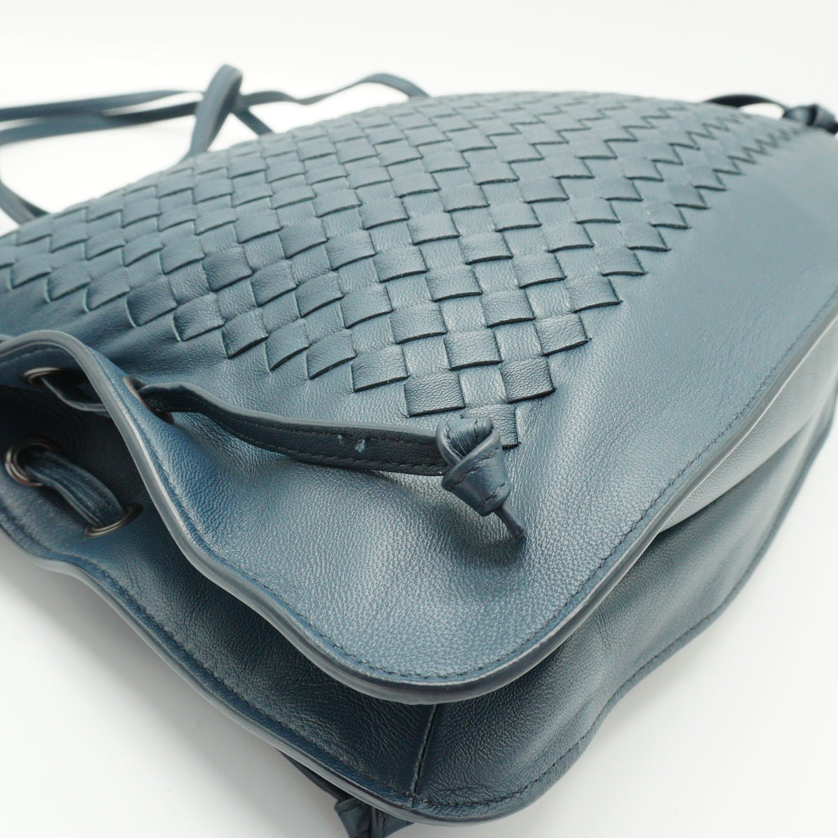 Bottega Veneta	Intrecciato Woven Leather Shoukder Bag Slate Blue MHW
