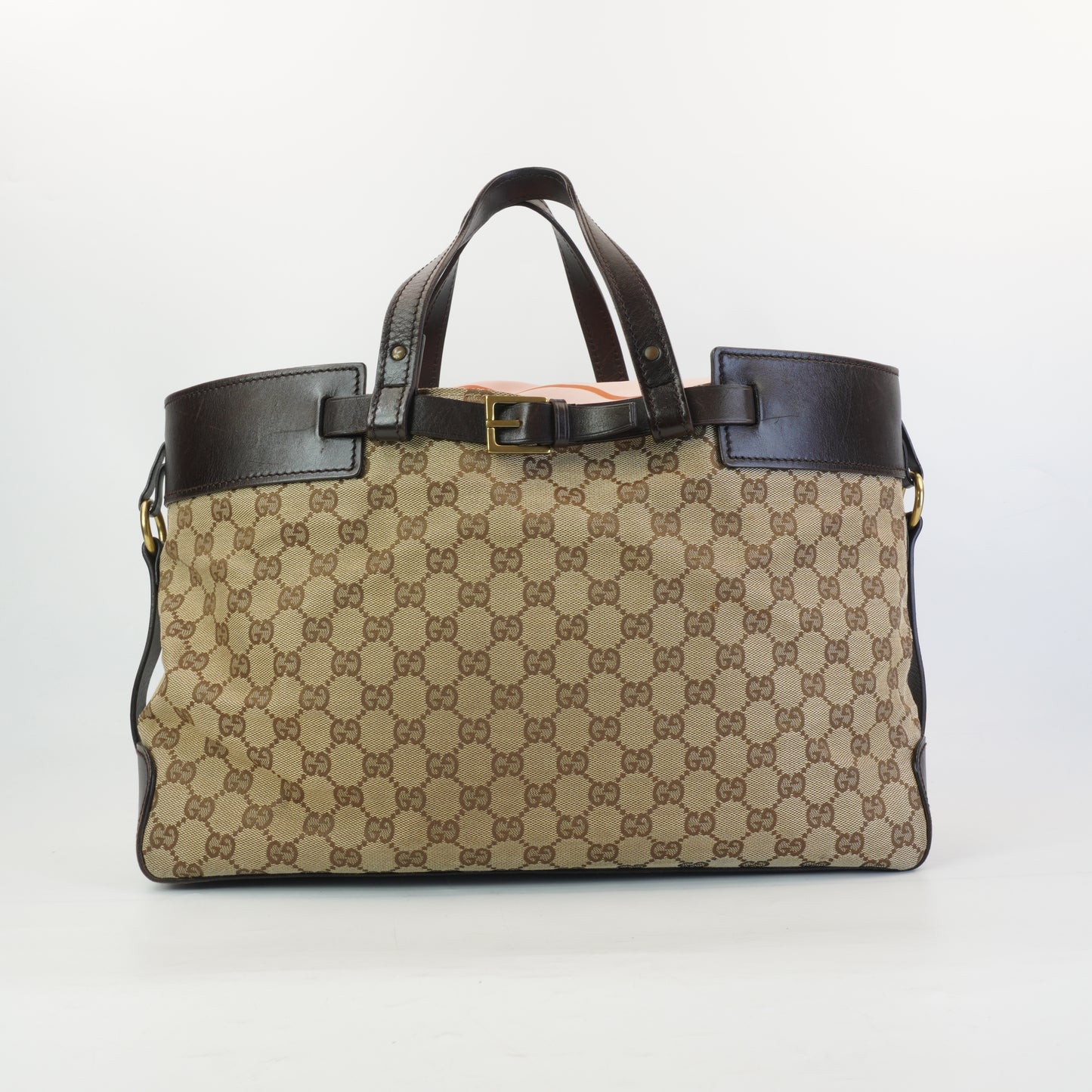 Gucci GG Canvas Belted Tote Bag Medium GHW