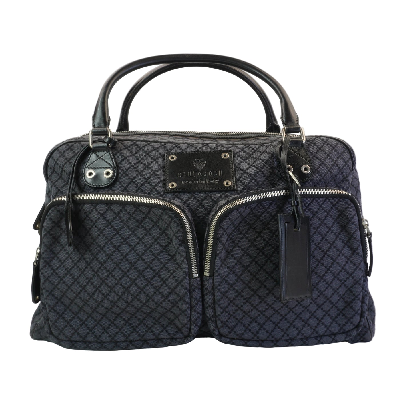 Gucci Diamante Canavas Bag Dark blue gray Large GHW