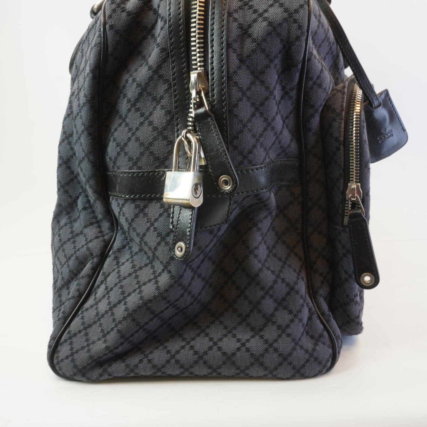 Gucci Diamante Canavas Bag Dark blue gray Large GHW