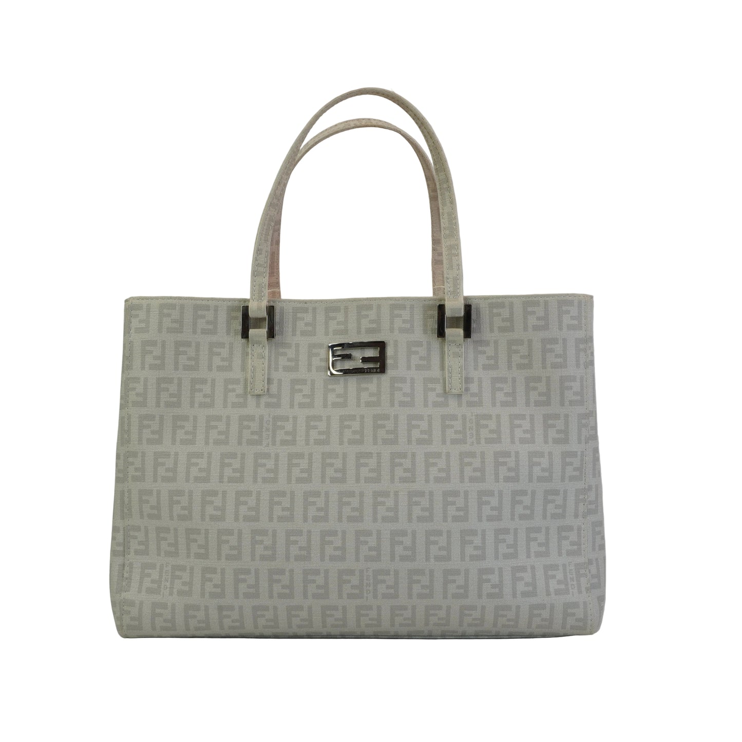 Fendi Zucchino FF Top Handle Mediium White SHW