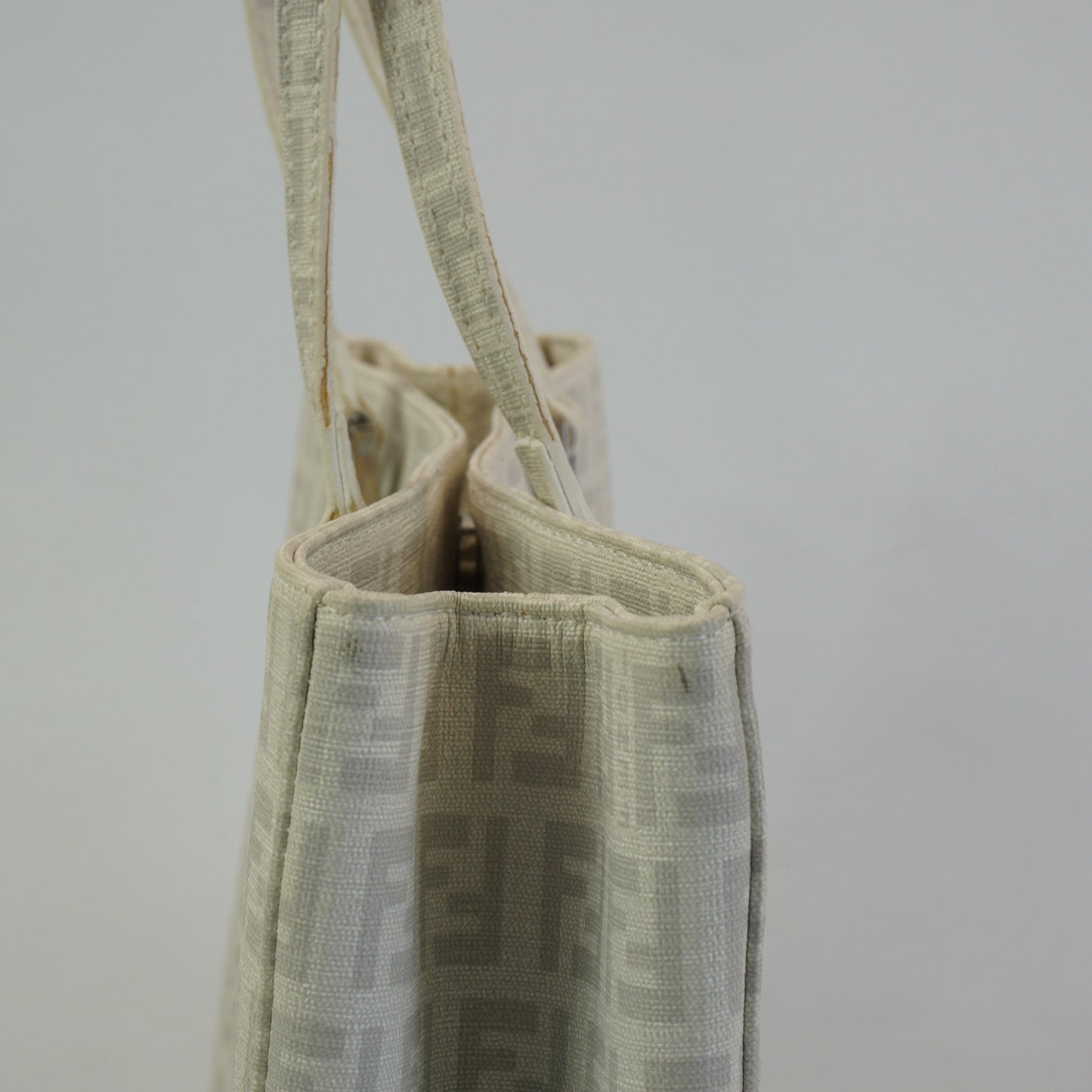 Fendi Zucchino FF Top Handle Mediium White SHW