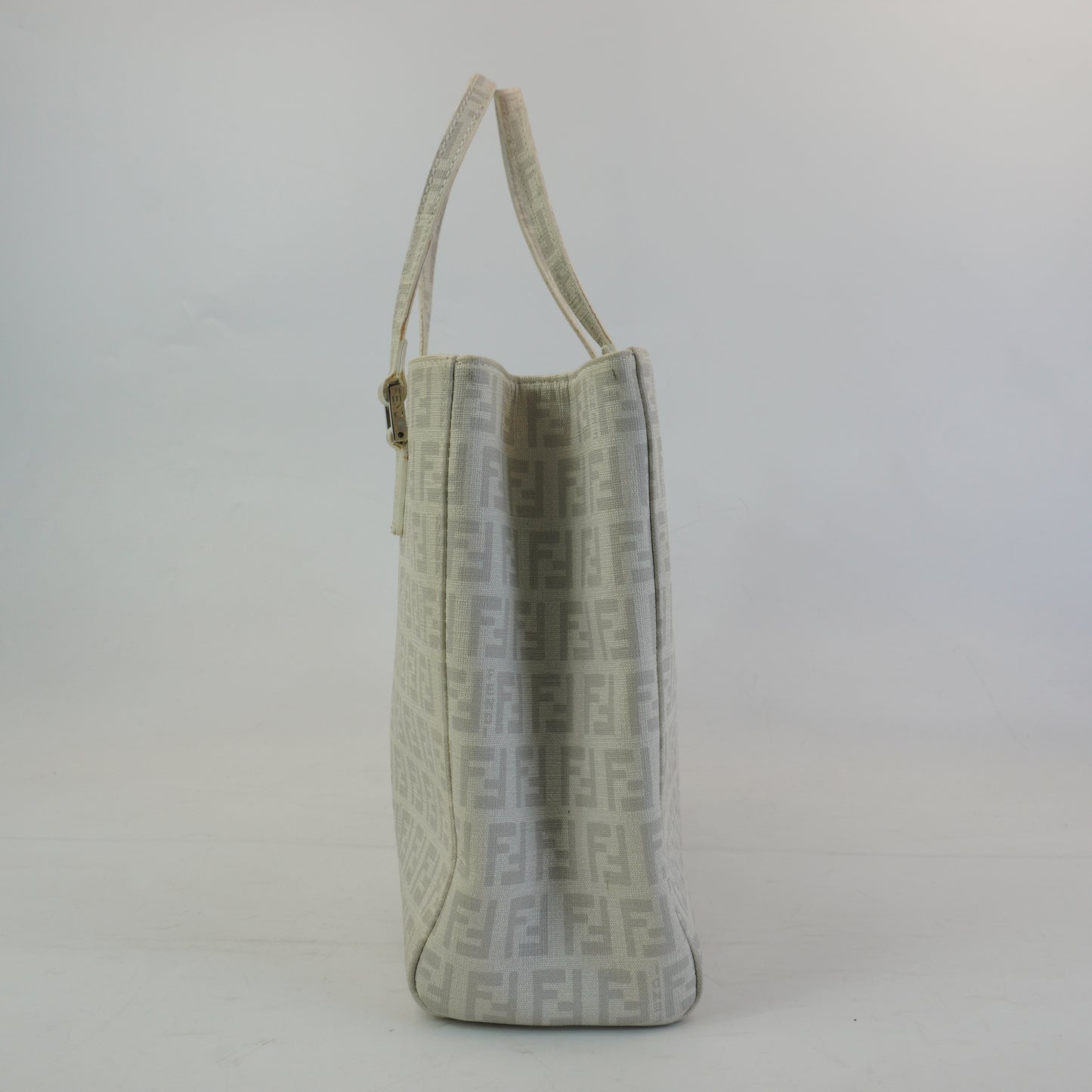 Fendi Zucchino FF Top Handle Mediium White SHW