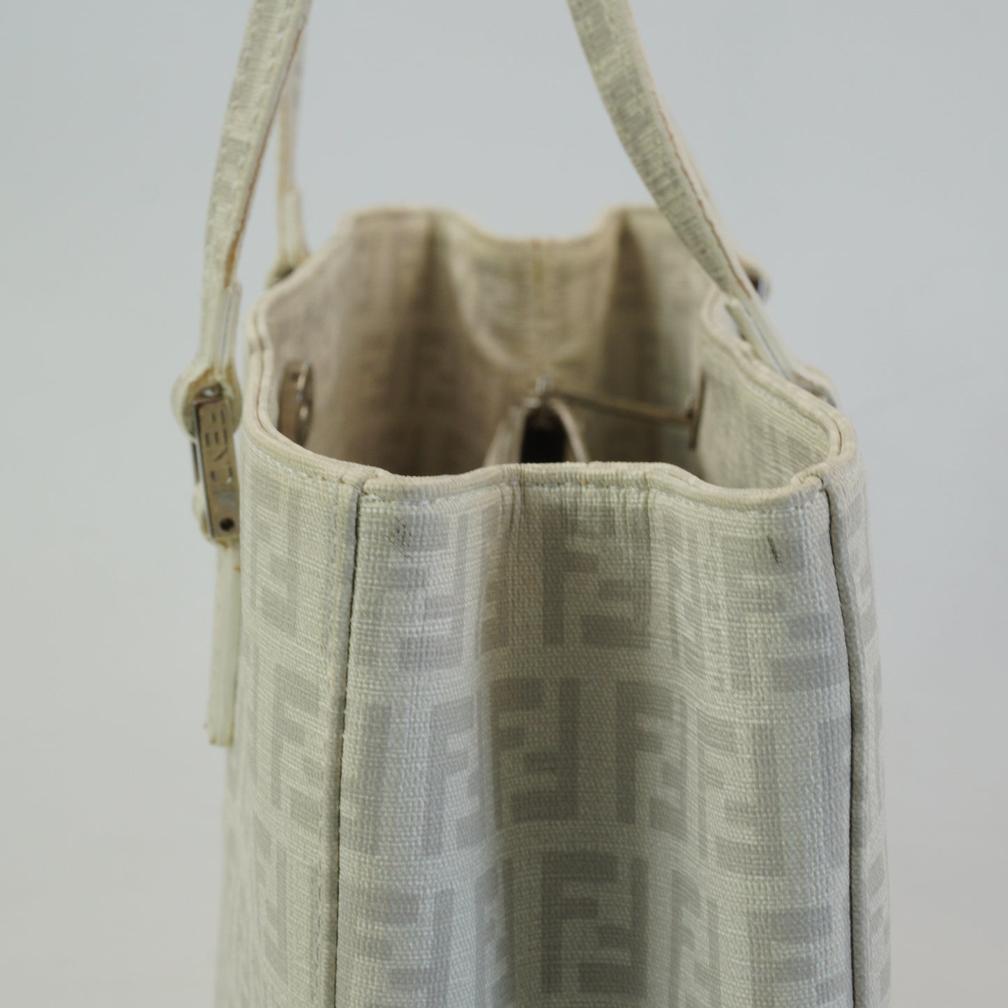 Fendi Zucchino FF Top Handle Mediium White SHW
