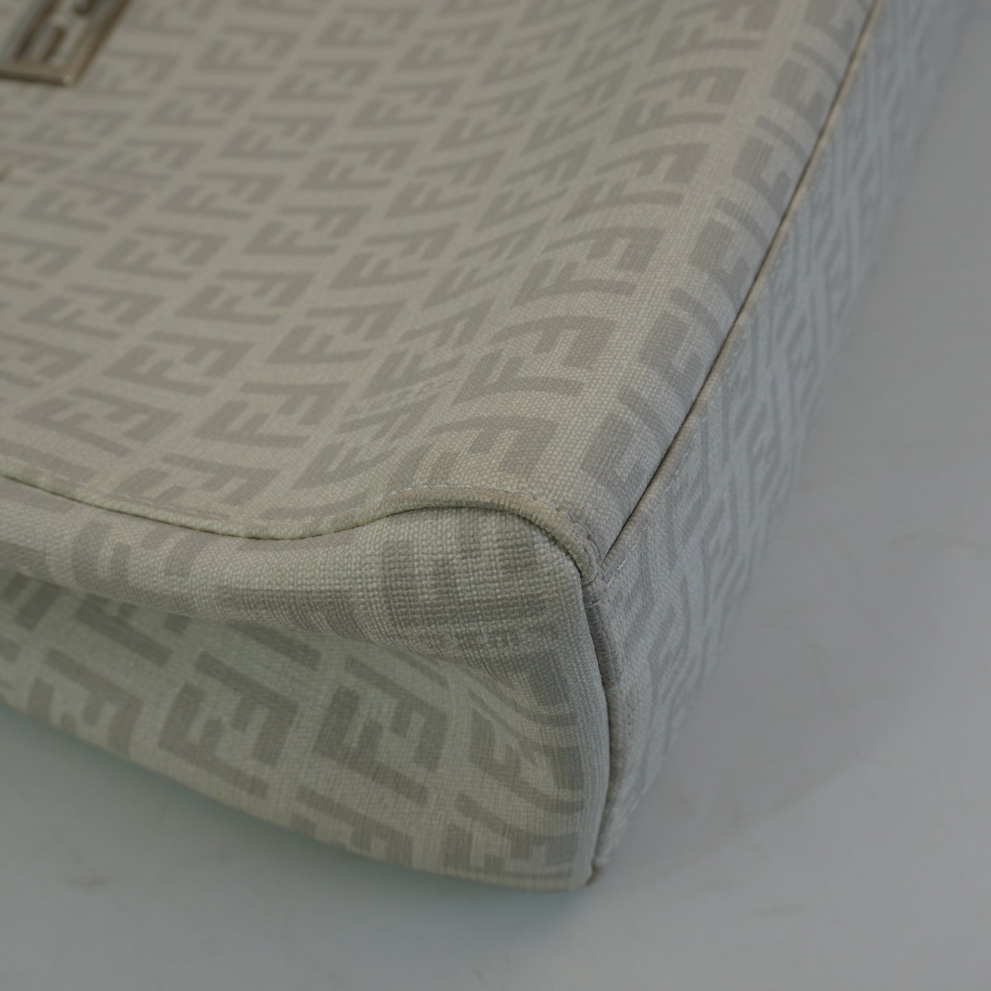 Fendi Zucchino FF Top Handle Mediium White SHW