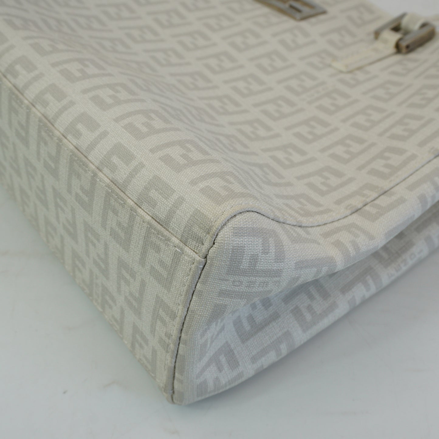 Fendi Zucchino FF Top Handle Mediium White SHW