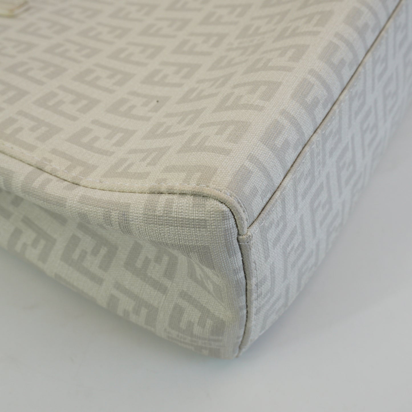 Fendi Zucchino FF Top Handle Mediium White SHW