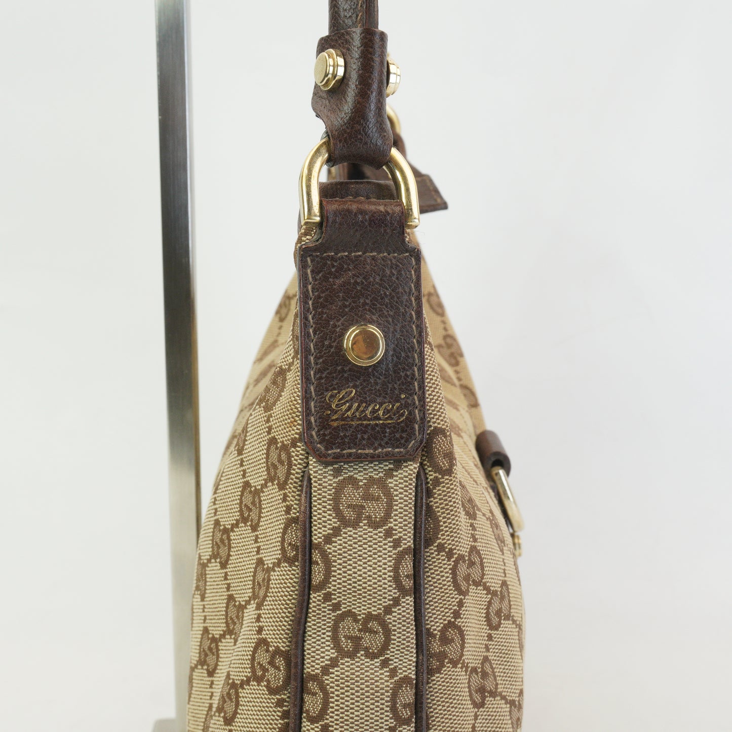 Gucci Abbey D-Ring Hobo Bag  Medium  Beige and Dark Brown GHW