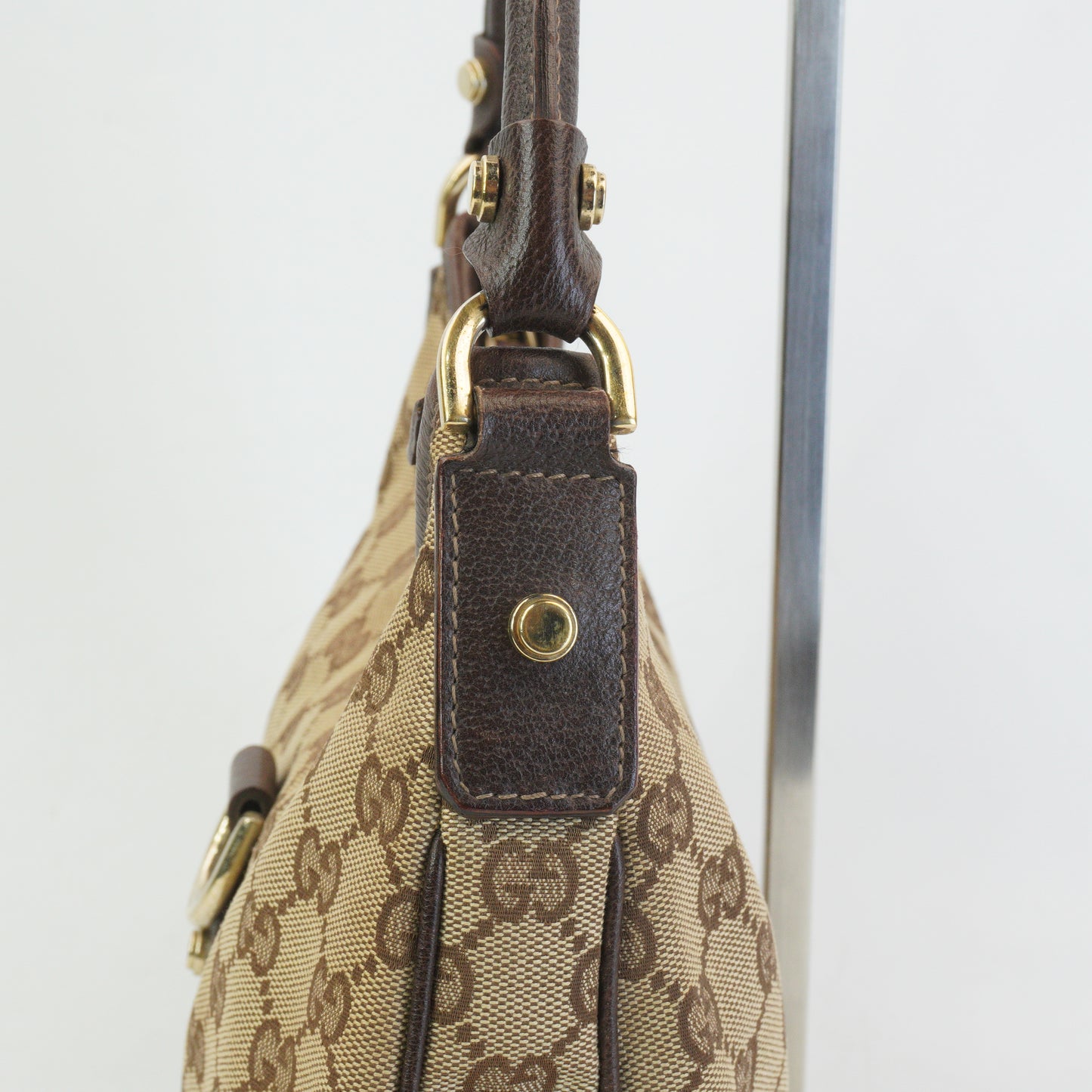 Gucci Abbey D-Ring Hobo Bag  Medium  Beige and Dark Brown GHW
