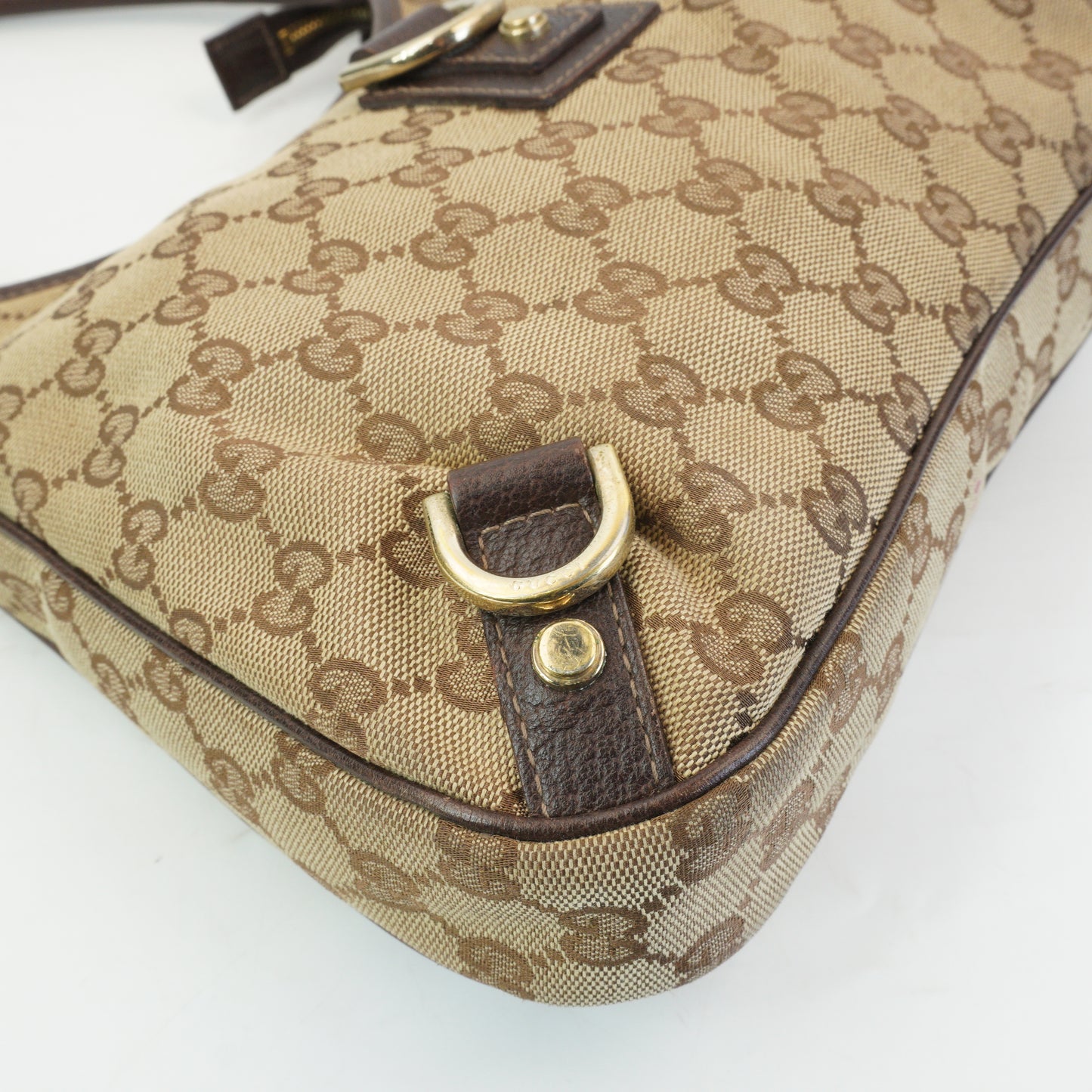 Gucci Abbey D-Ring Hobo Bag  Medium  Beige and Dark Brown GHW