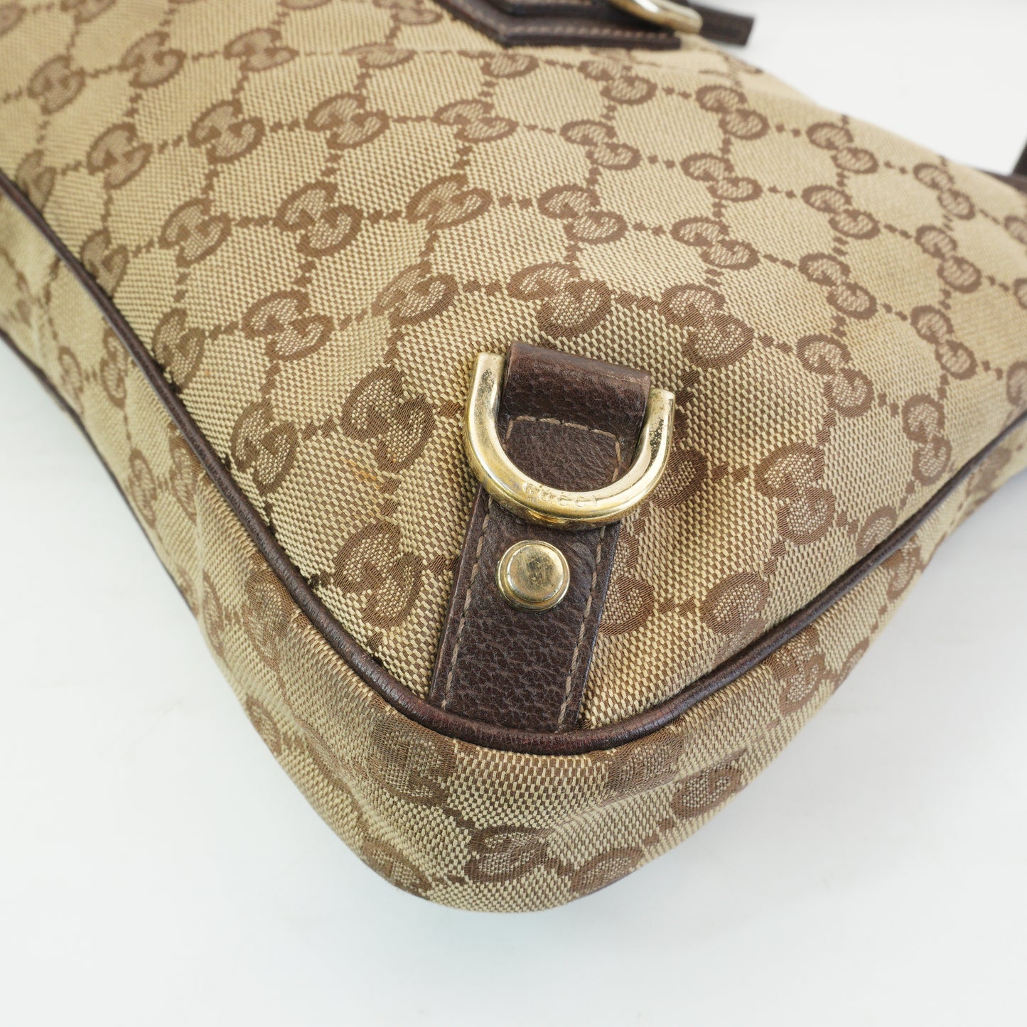 Gucci Abbey D-Ring Hobo Bag  Medium  Beige and Dark Brown GHW