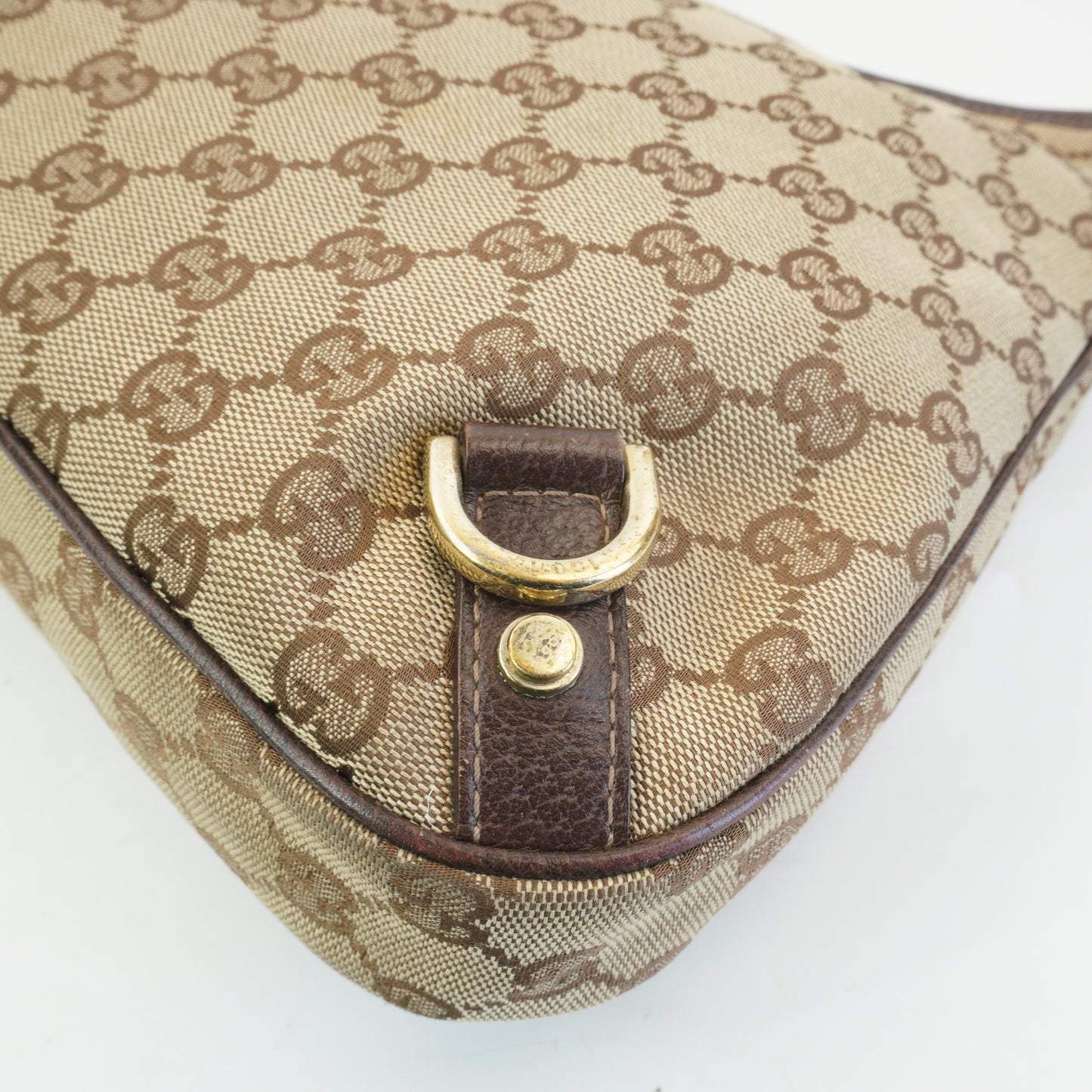 Gucci Abbey D-Ring Hobo Bag  Medium  Beige and Dark Brown GHW