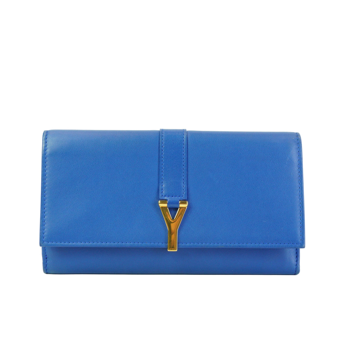YSL Ligne Y Clutch Blue wallet GHW