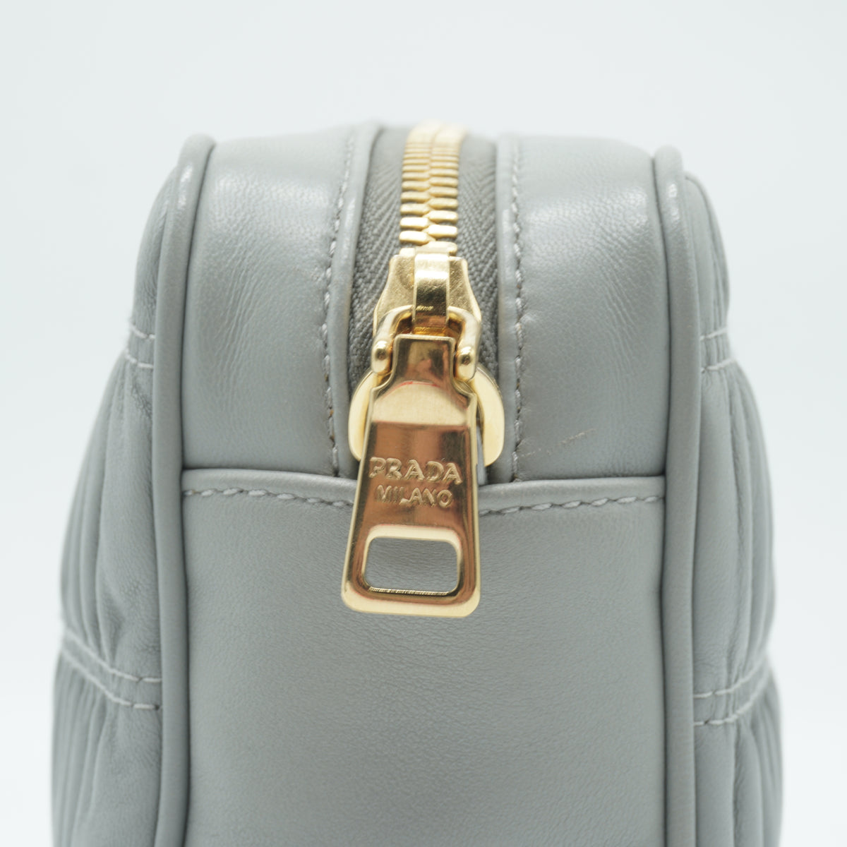 Prada	Nappa Gaufe Camera Bag Grey