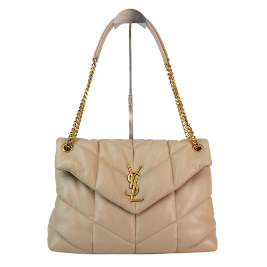 YSL	Loulou Puffer Small Chain Bag Quilted Beige
