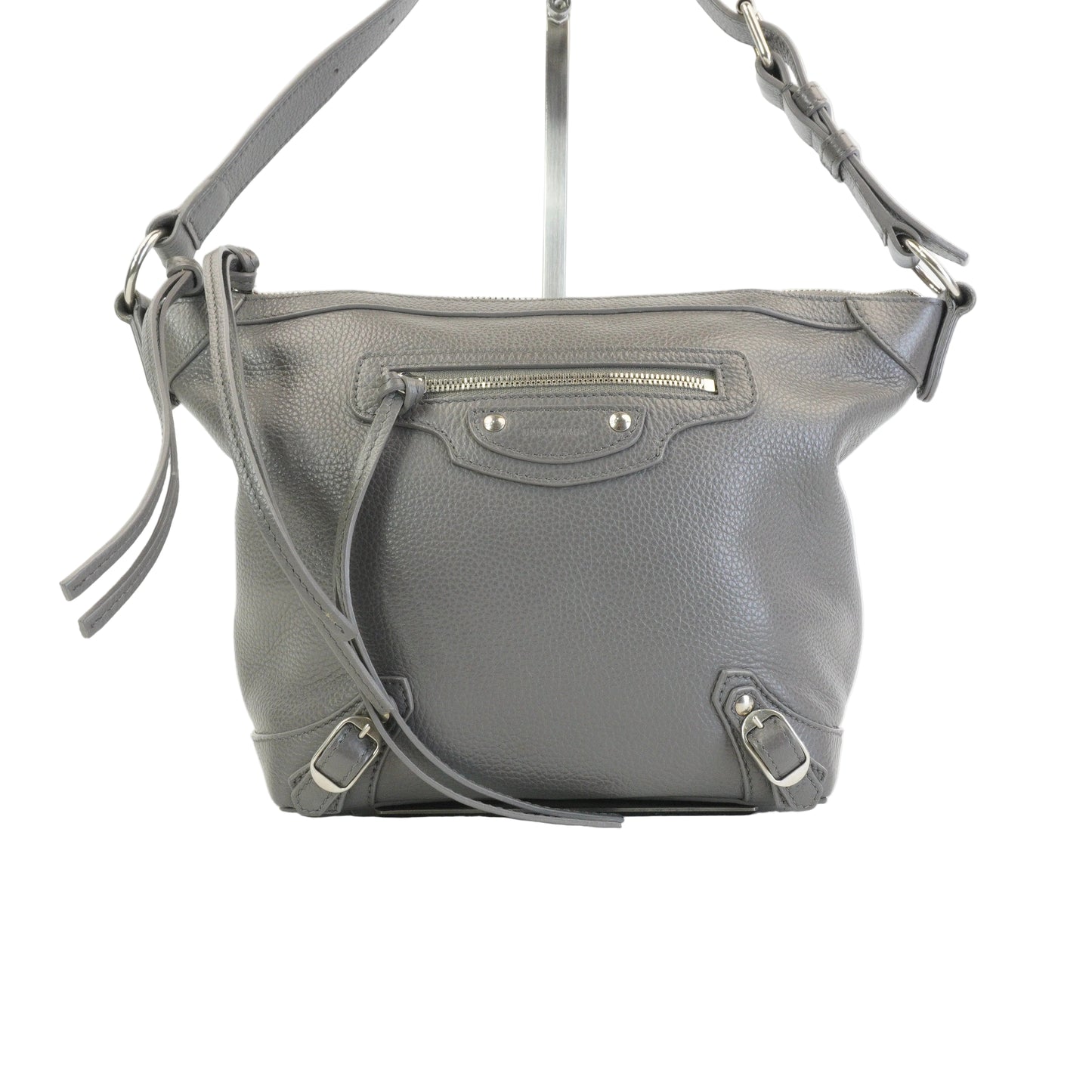 Balenciaga Neo Classic Hobo Pebbled Small Grey SHW