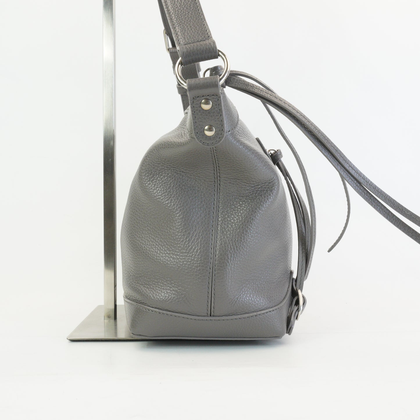 Balenciaga Neo Classic Hobo Pebbled Small Grey SHW