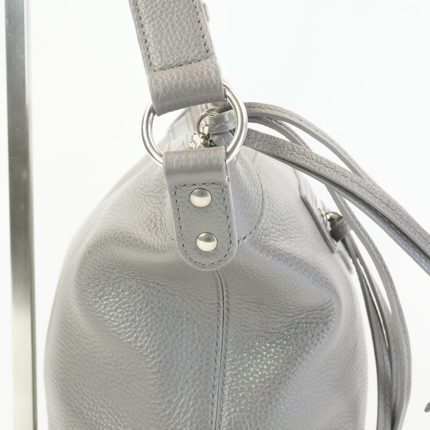 Balenciaga Neo Classic Hobo Pebbled Small Grey SHW
