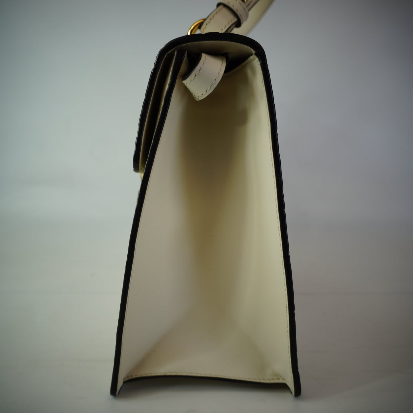 Gucci Sylvie White Signature Leather top Handle Stchel White/Red GHW