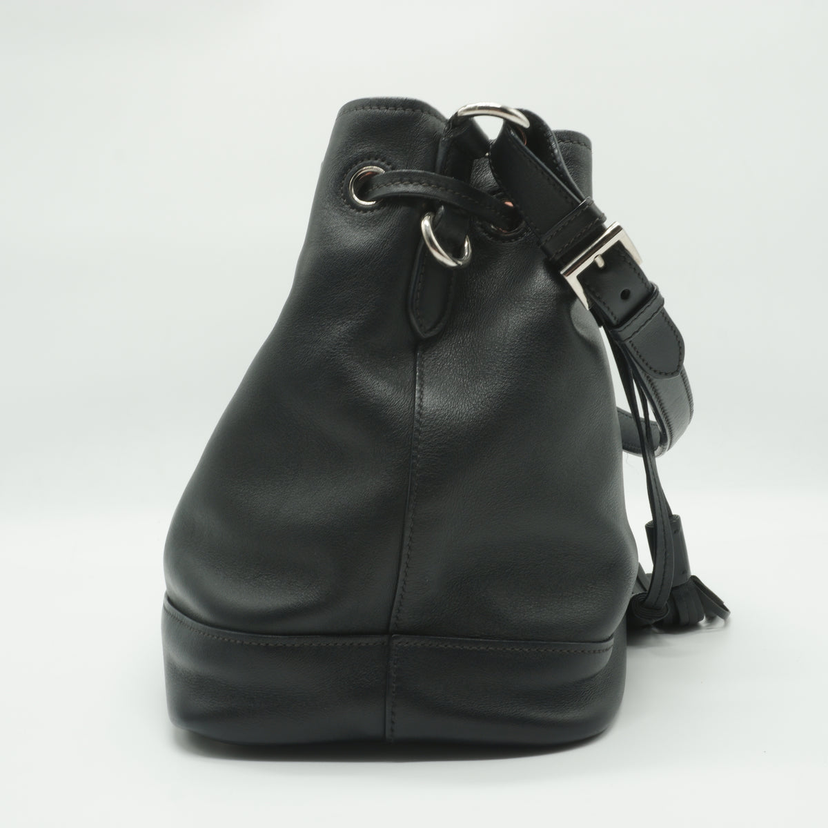 Prada	City Calf Leather Small Bucket Bag Black SHW