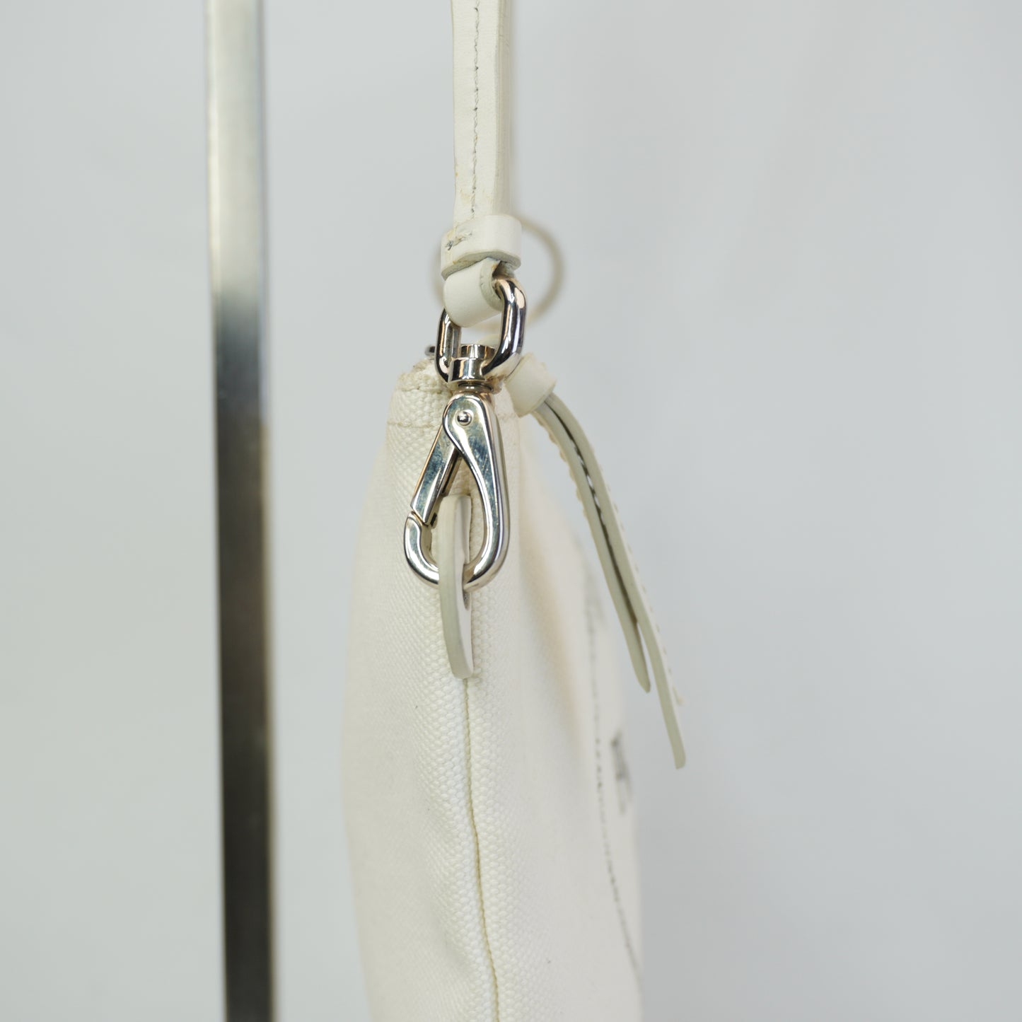 Prada Canapa Logo Canvas Pouch Small White SHW