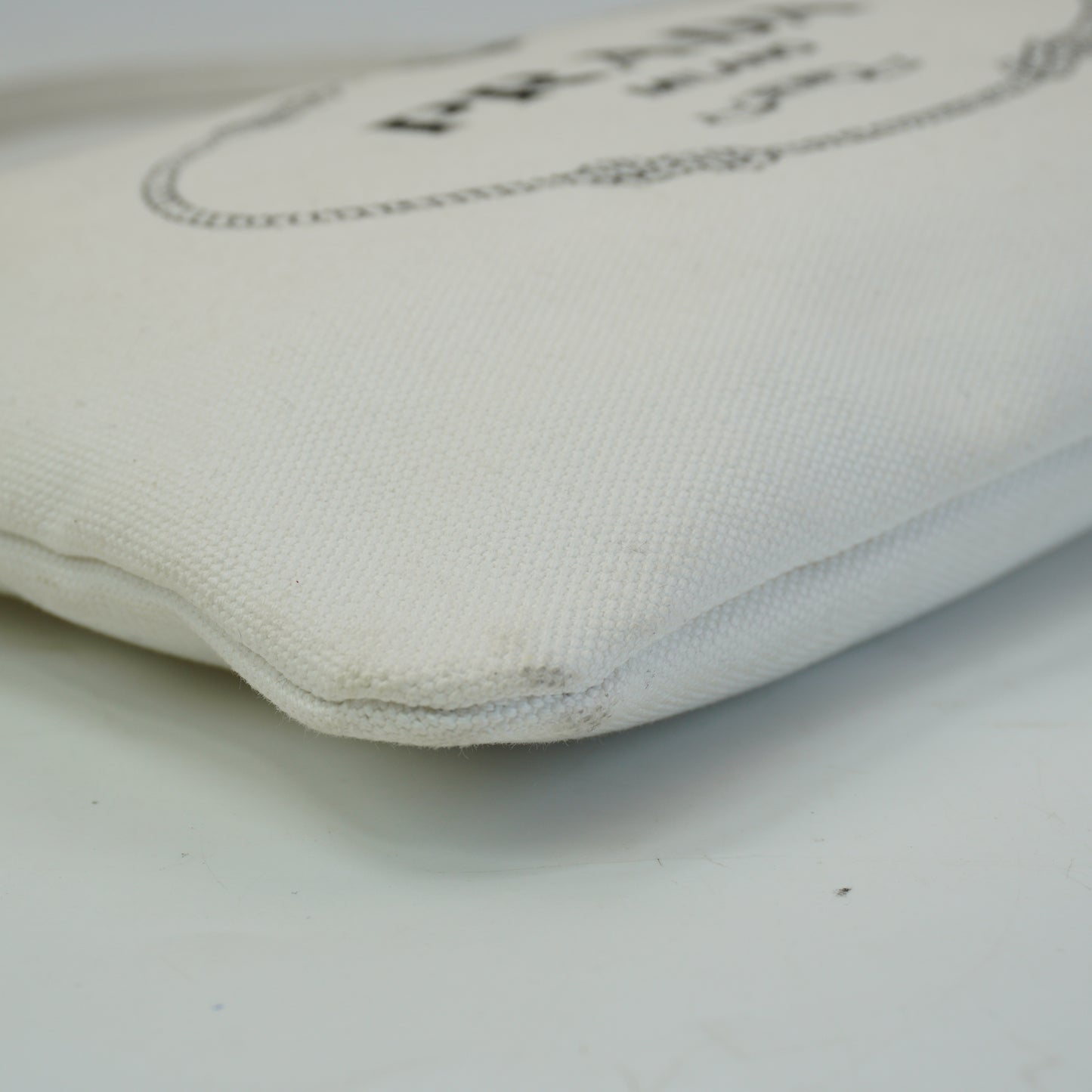 Prada Canapa Logo Canvas Pouch Small White SHW