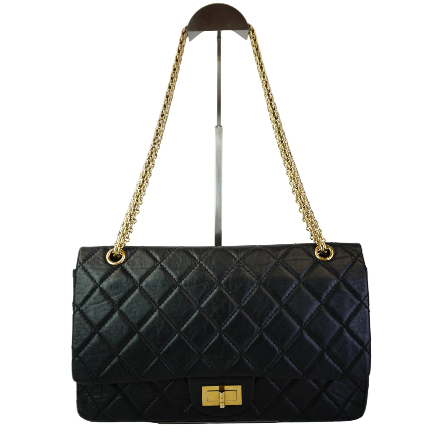 Chanel 2.55 Reissue Double Flap Black Calfskin  Medium GHW