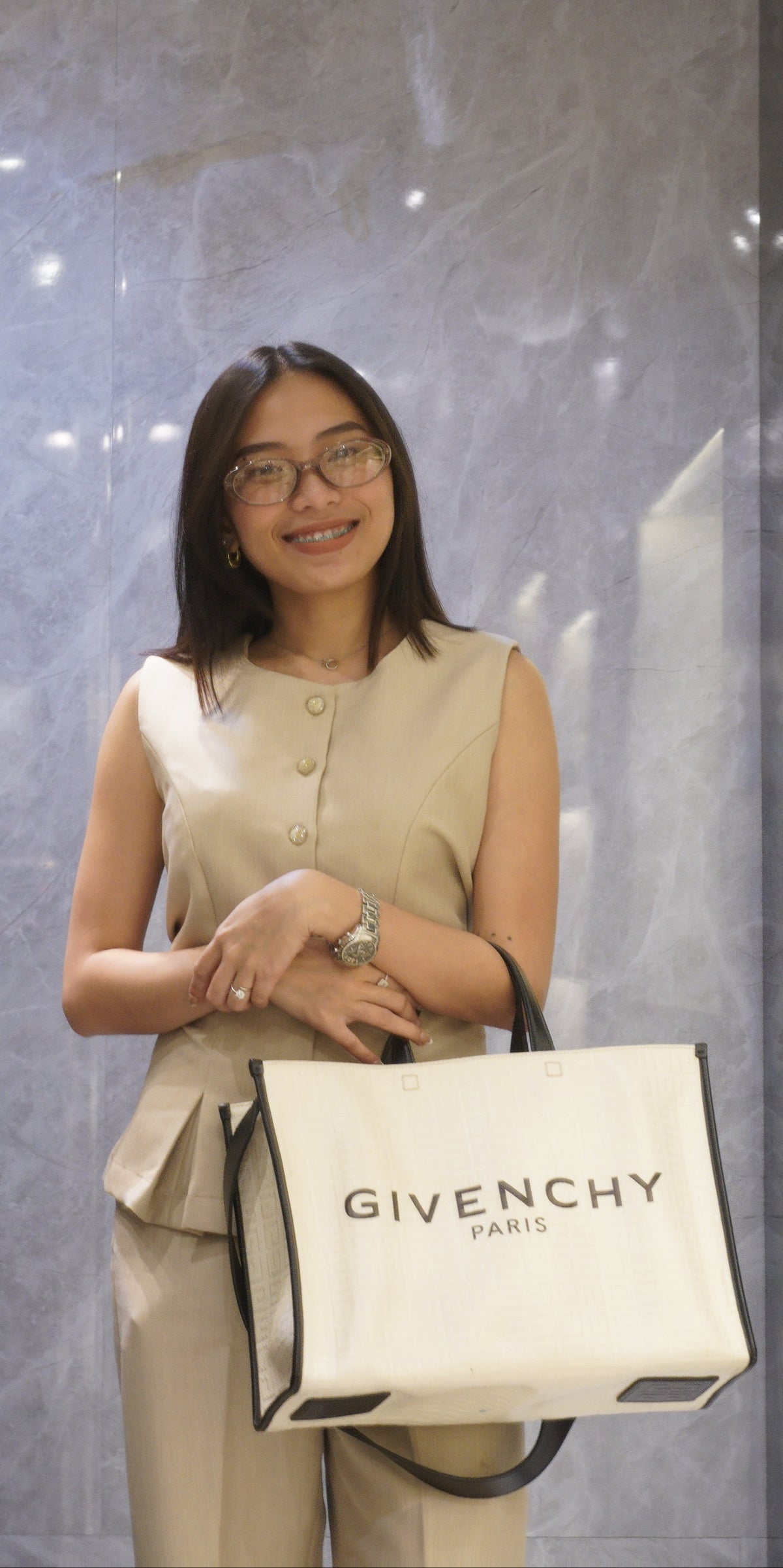 Givenchy	G Tote Medium Canvas Ivory Large SHW