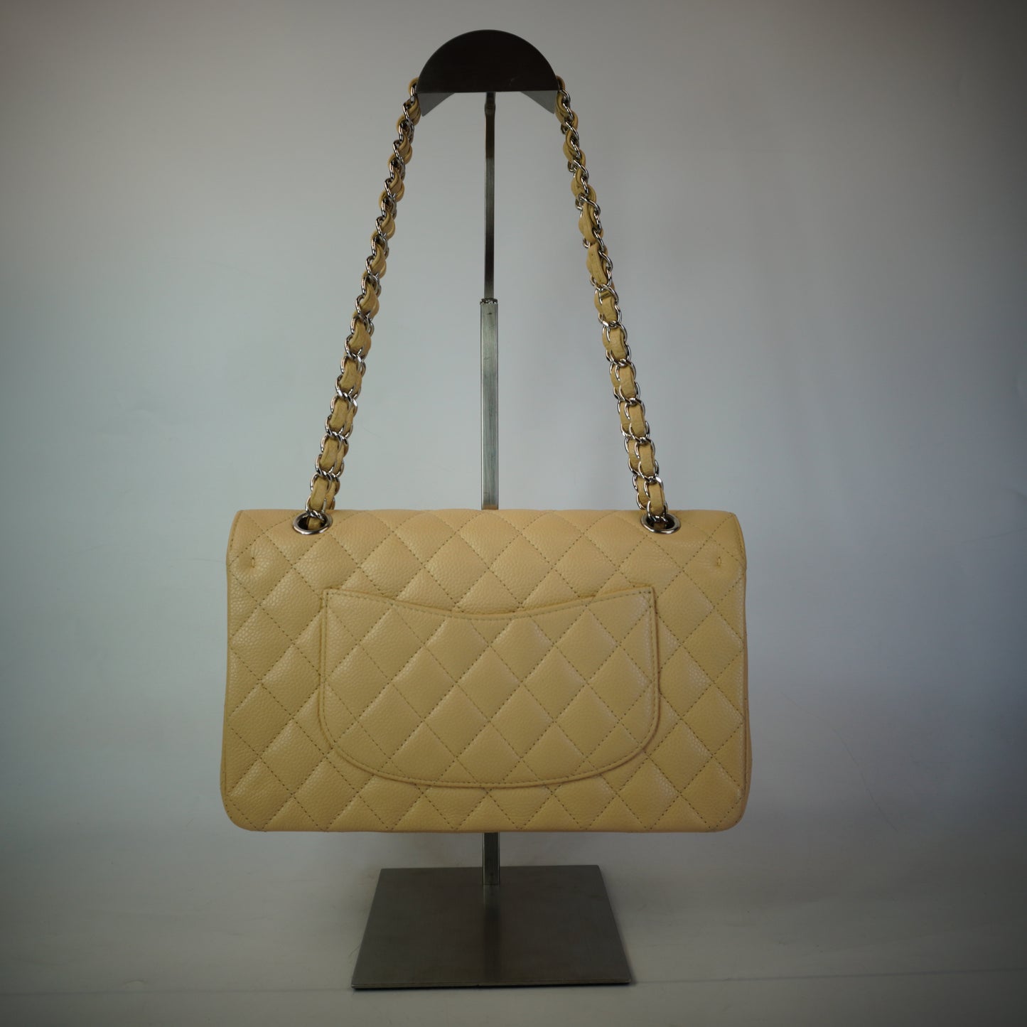 Chanel Classic Medium Double Flap Caviar Beige SHW