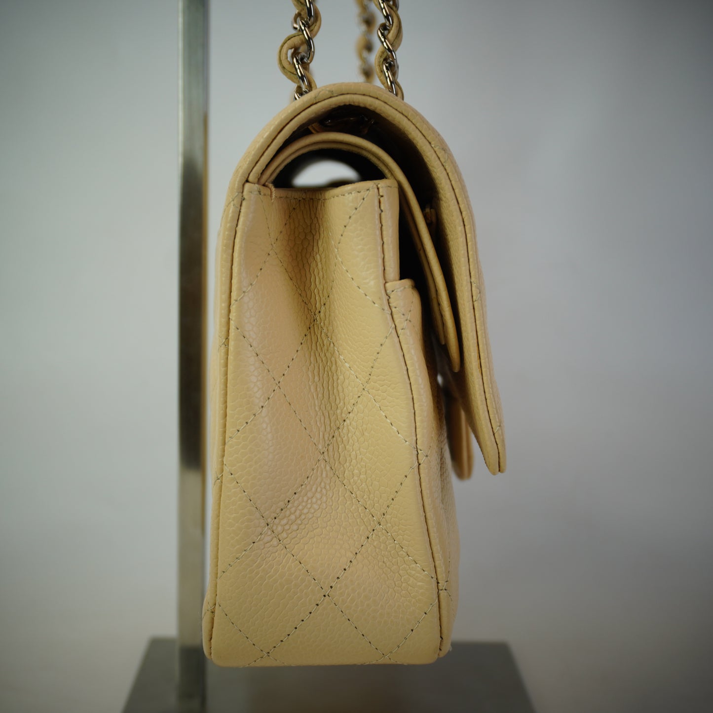Chanel Classic Medium Double Flap Caviar Beige SHW
