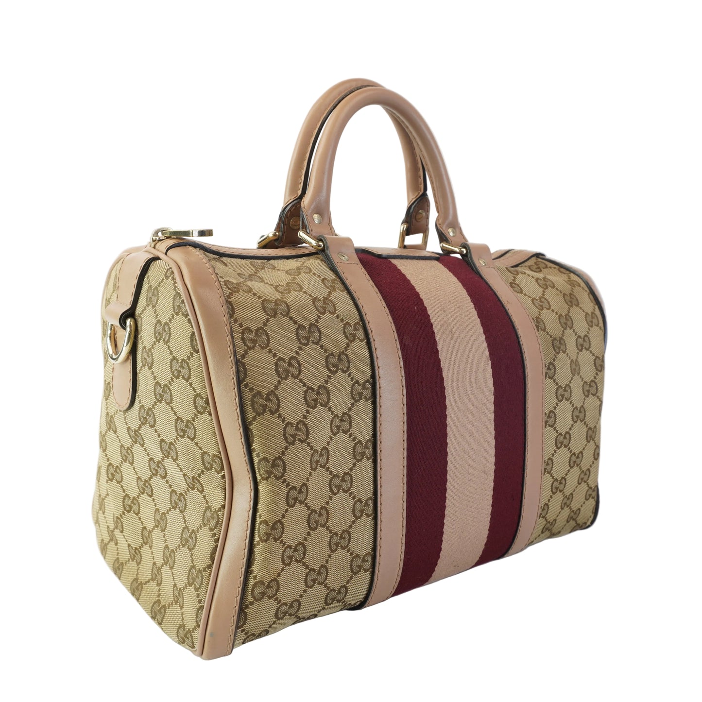 Gucci Vintage Web Boston Bag Beige