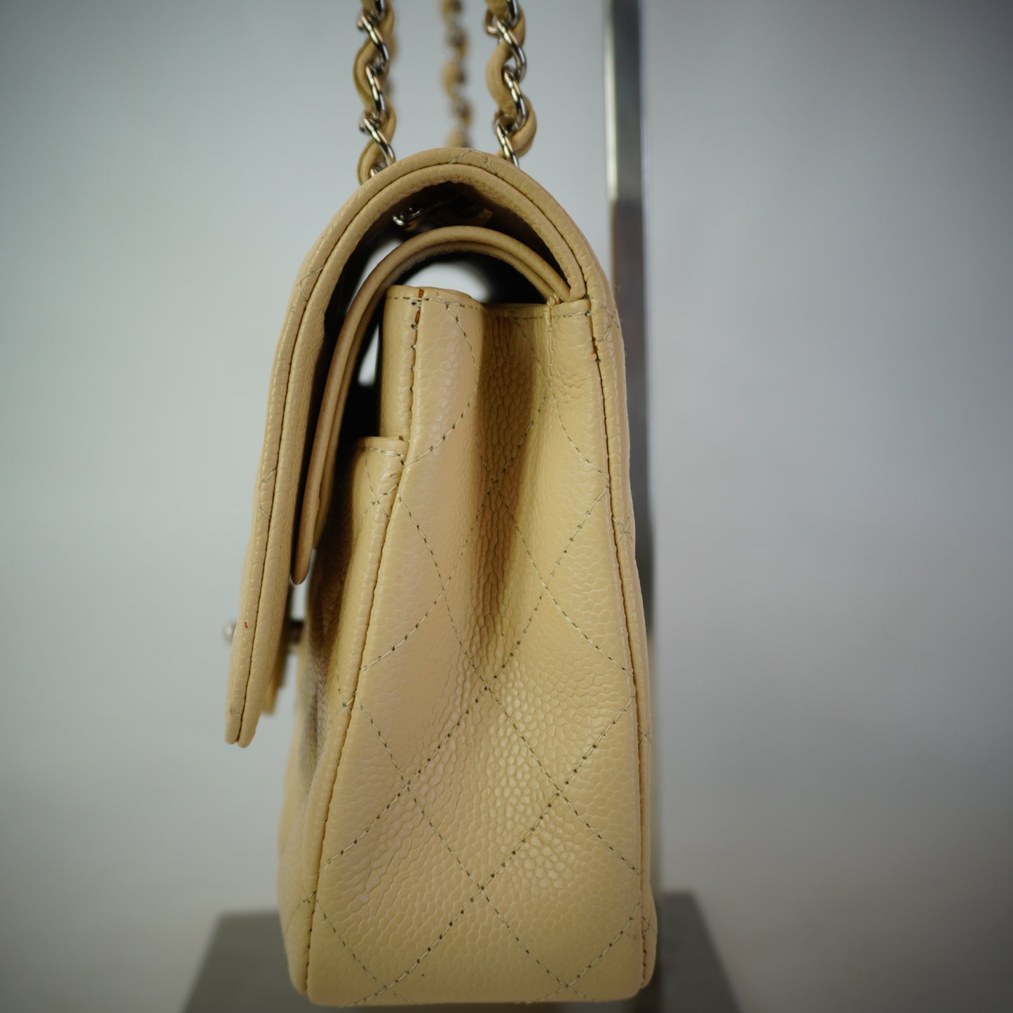 Chanel Classic Medium Double Flap Caviar Beige SHW