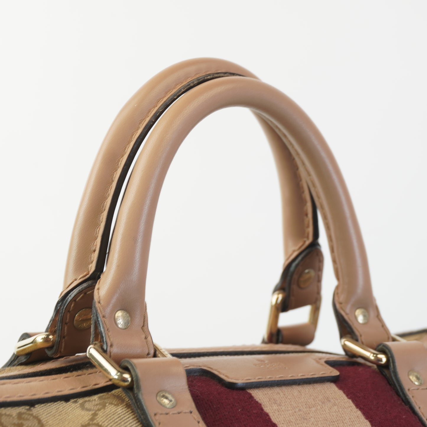 Gucci Vintage Web Boston Bag Beige
