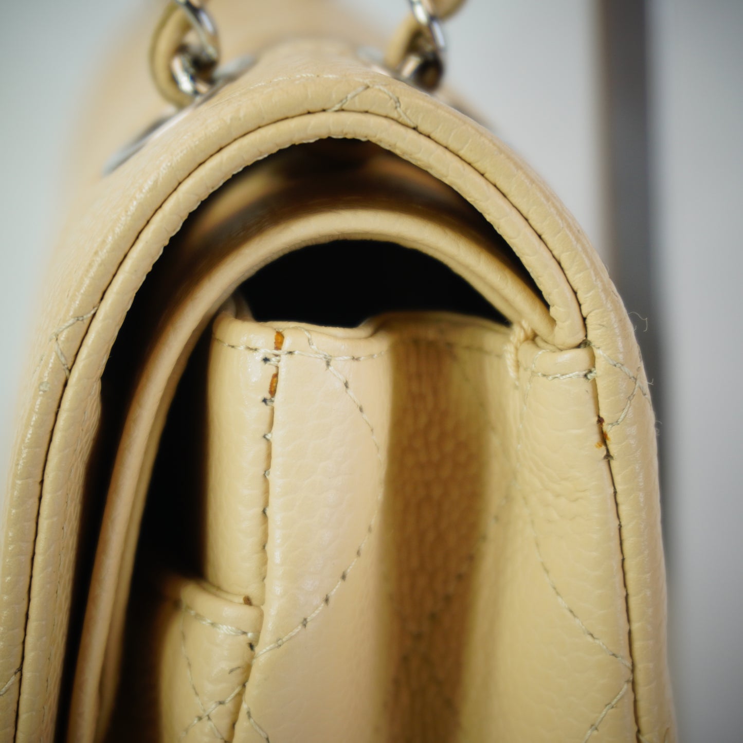 Chanel Classic Medium Double Flap Caviar Beige SHW
