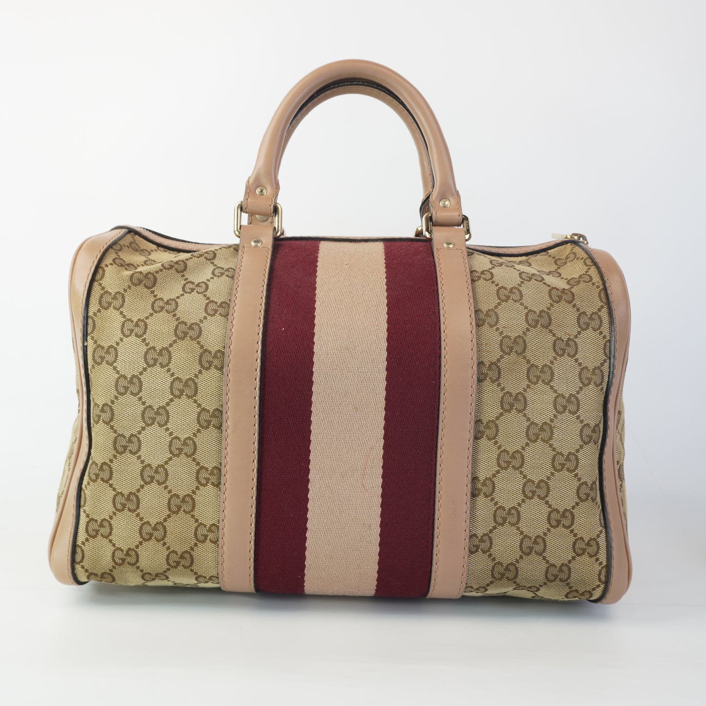 Gucci Vintage Web Boston Bag Beige