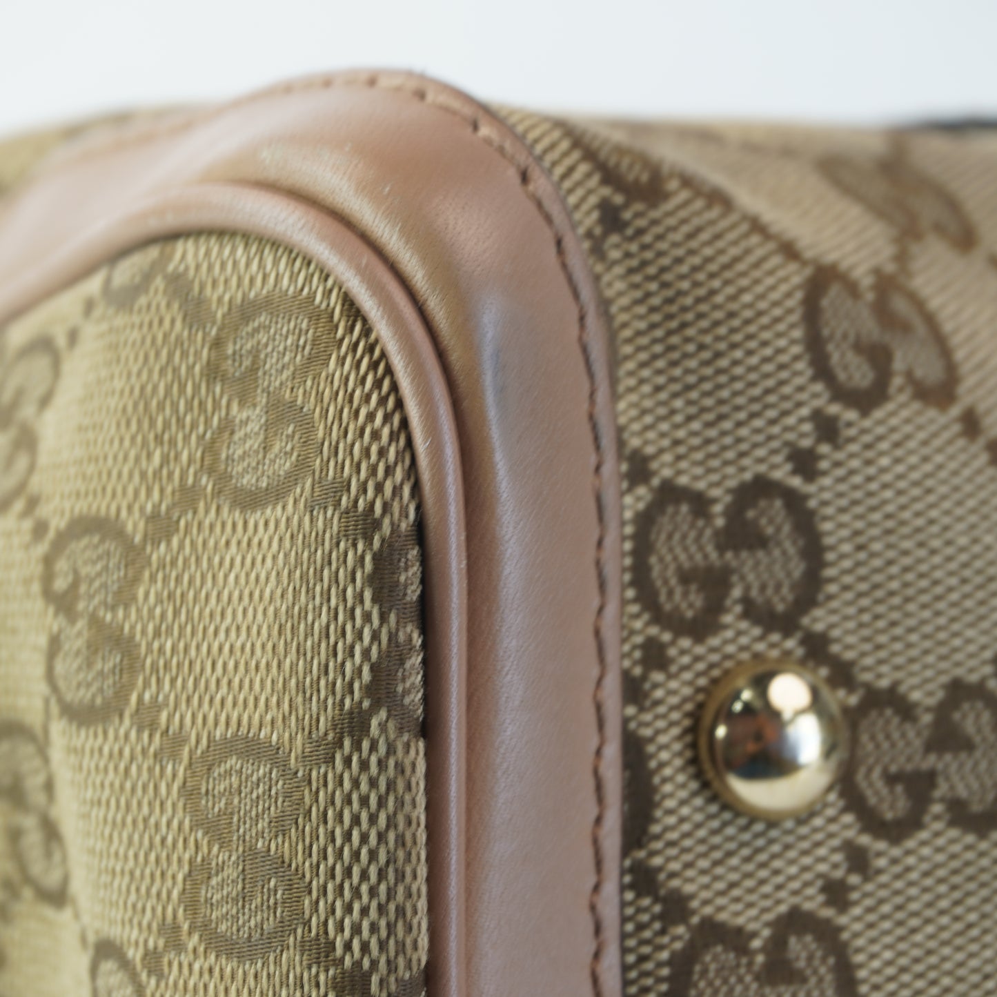Gucci Vintage Web Boston Bag Beige