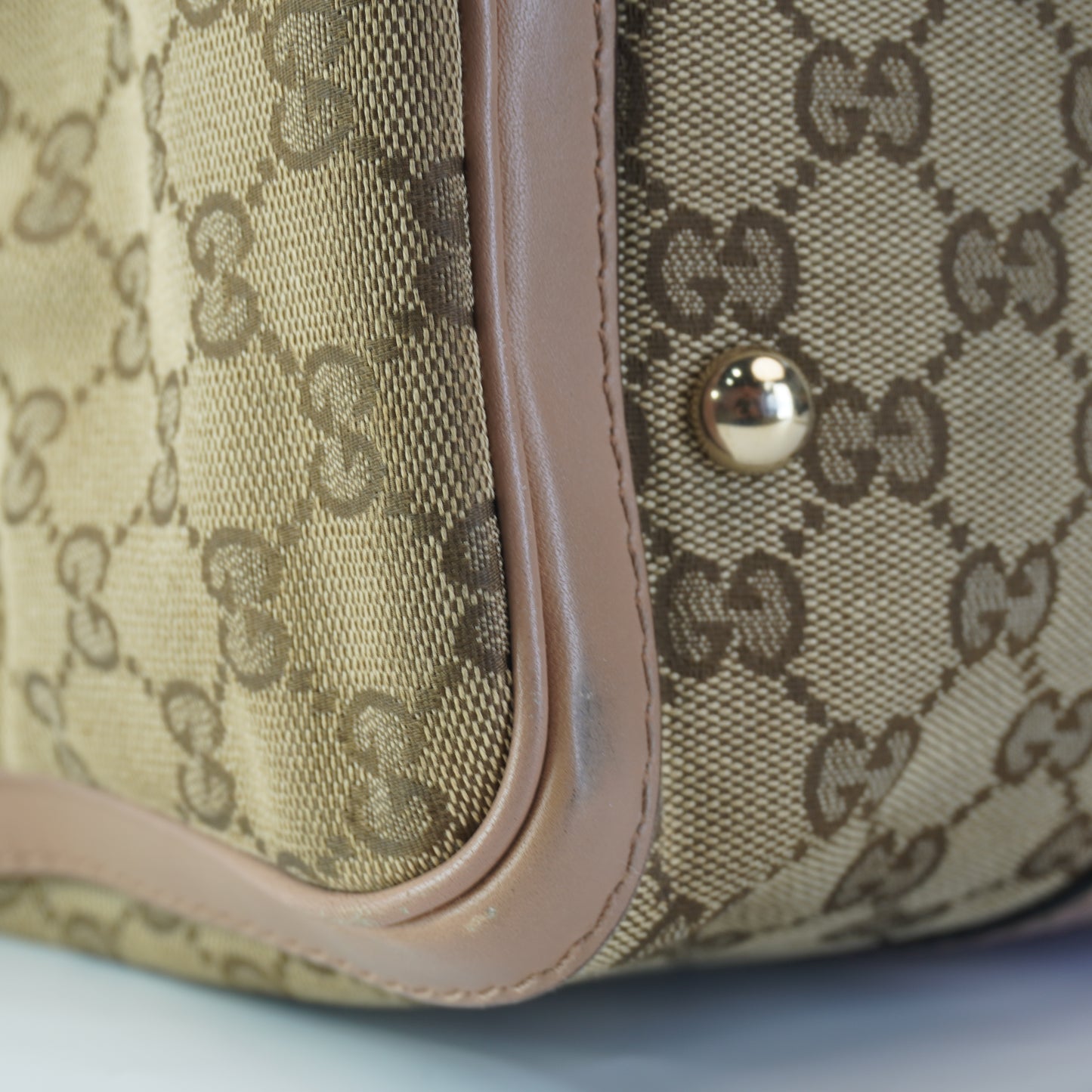 Gucci Vintage Web Boston Bag Beige