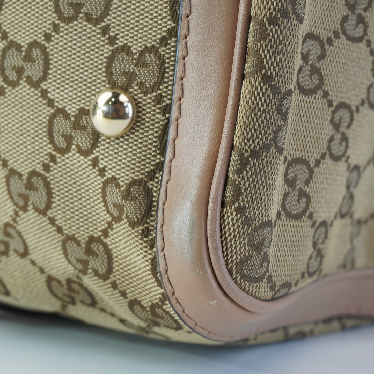 Gucci Vintage Web Boston Bag Beige