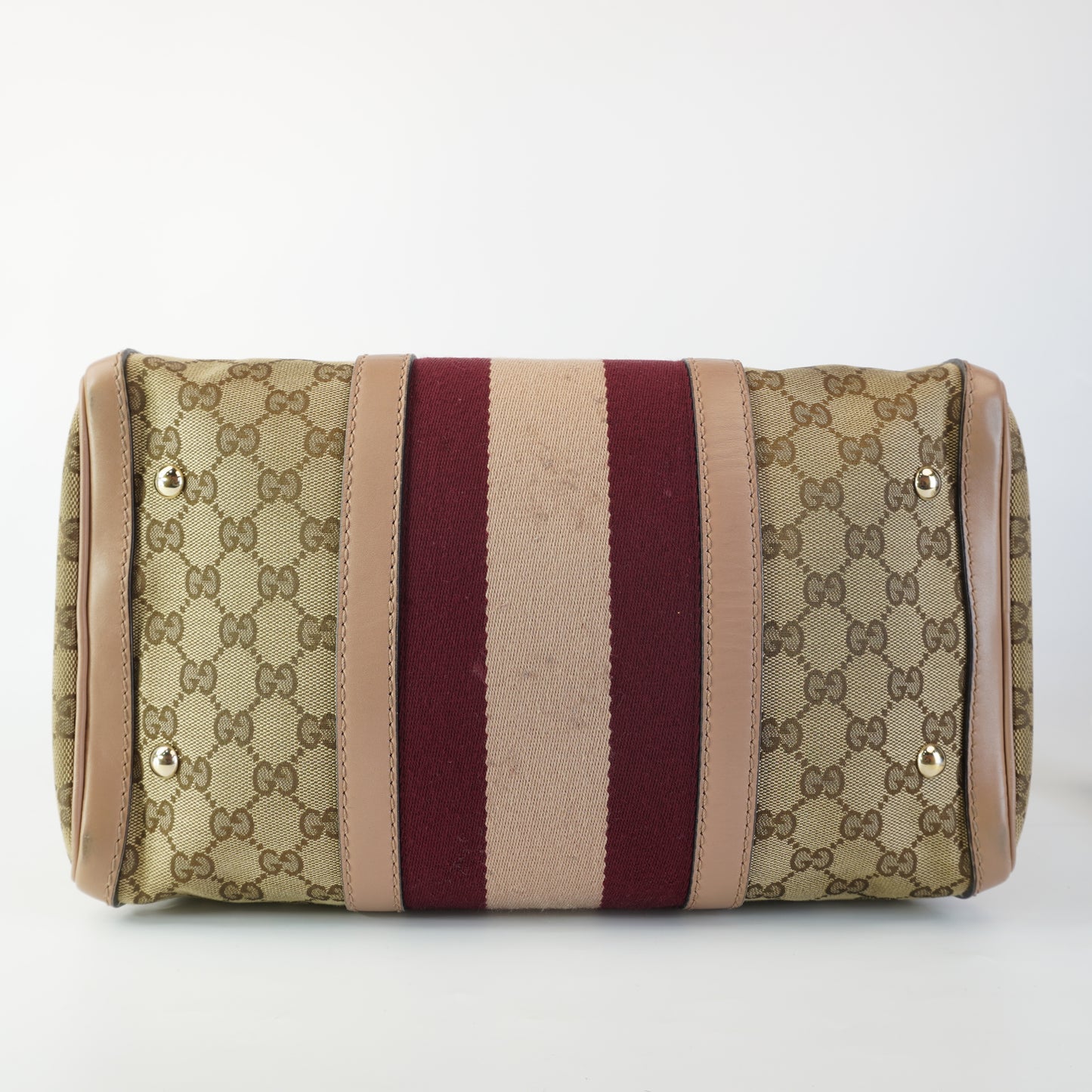 Gucci Vintage Web Boston Bag Beige