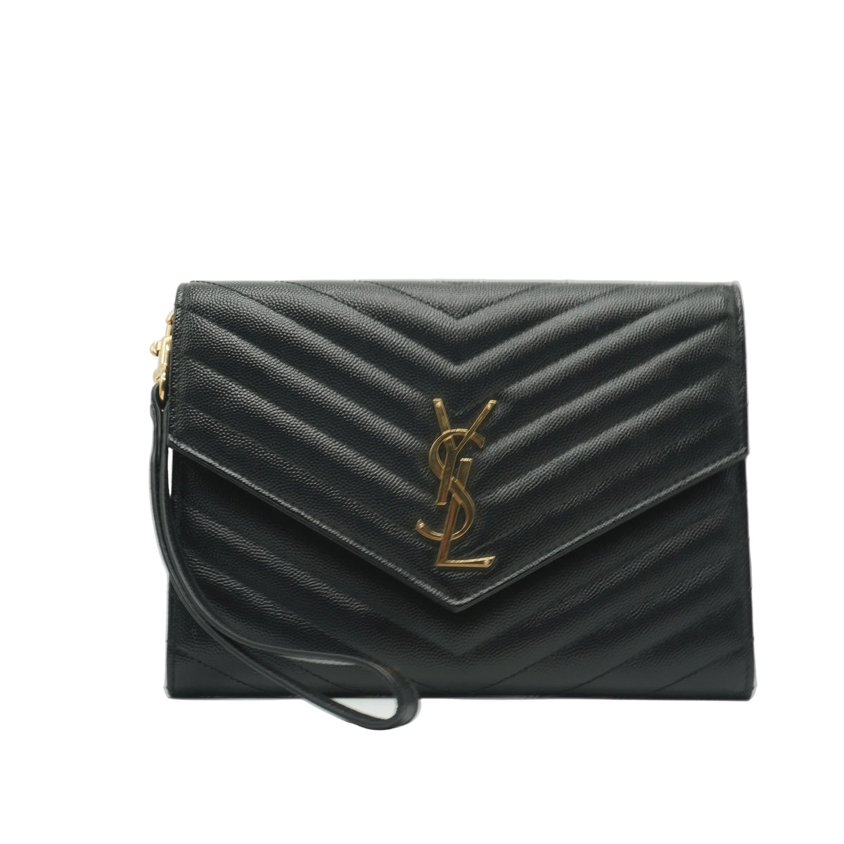 YSL	Cassandre Envelope Clutch Black Small GHW