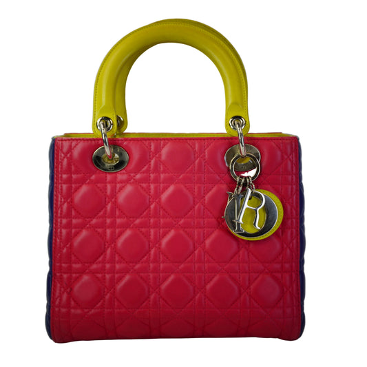 Dior	Medium Tricolor Cannage Lambskin Lady Dior Bag SHW