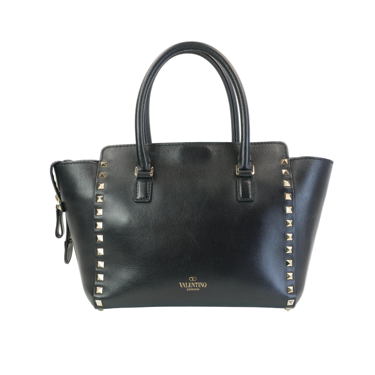 Valentino Rockstud Grainy Tote GHW Small Black