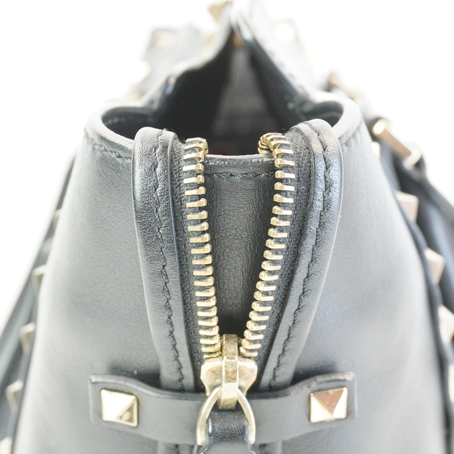 Valentino Rockstud Grainy Tote GHW Small Black